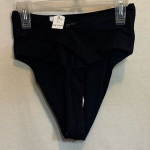 AA-557 Aerie NWT High Cut Cheeky‎ Black Summer Swim Bikini Bottoms Size XS